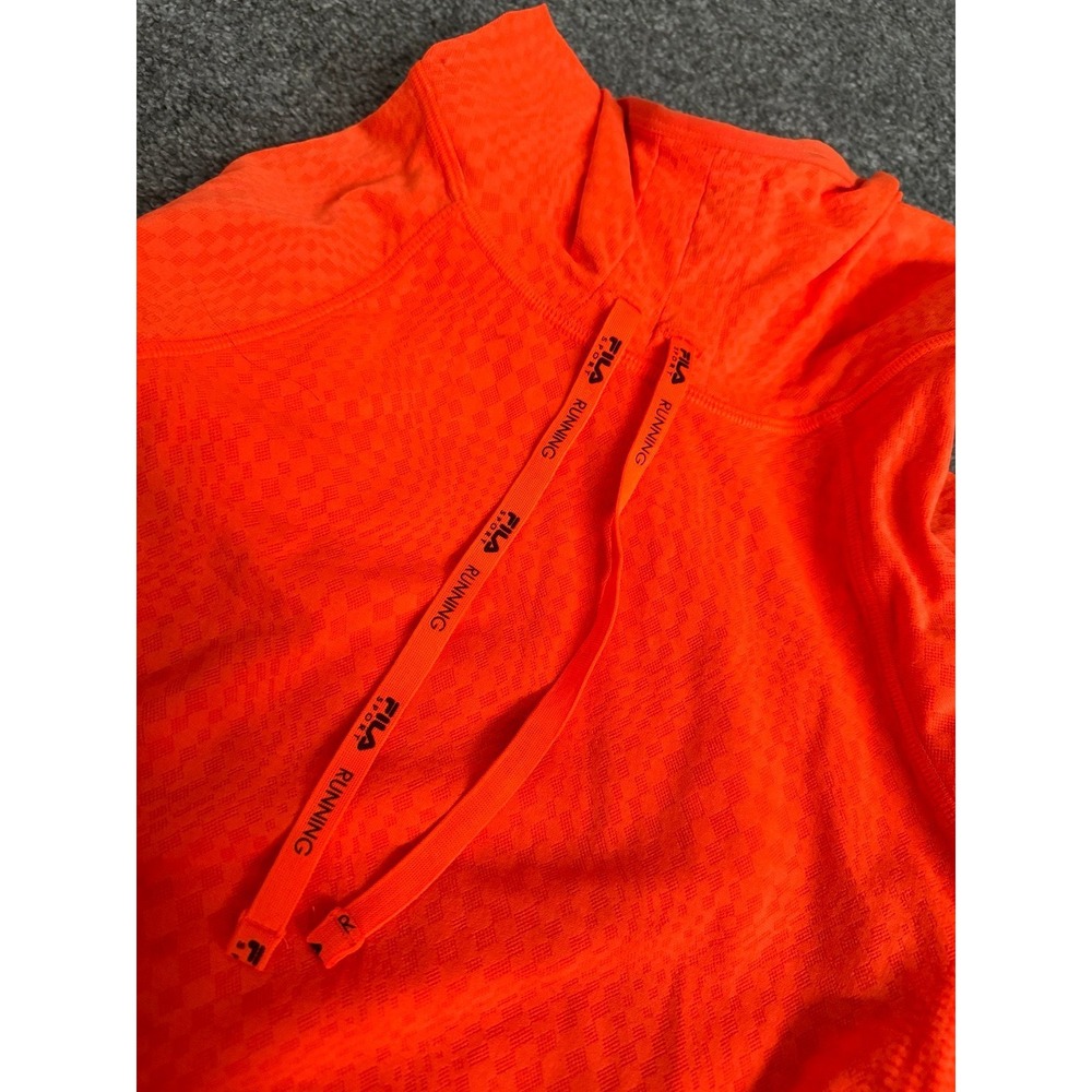 Fila Sport Running Women Neon Orange Long Sleeve Athletic Gym Hoodie Top Small